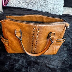 Elegant Brown Tote Bag with Studded Design